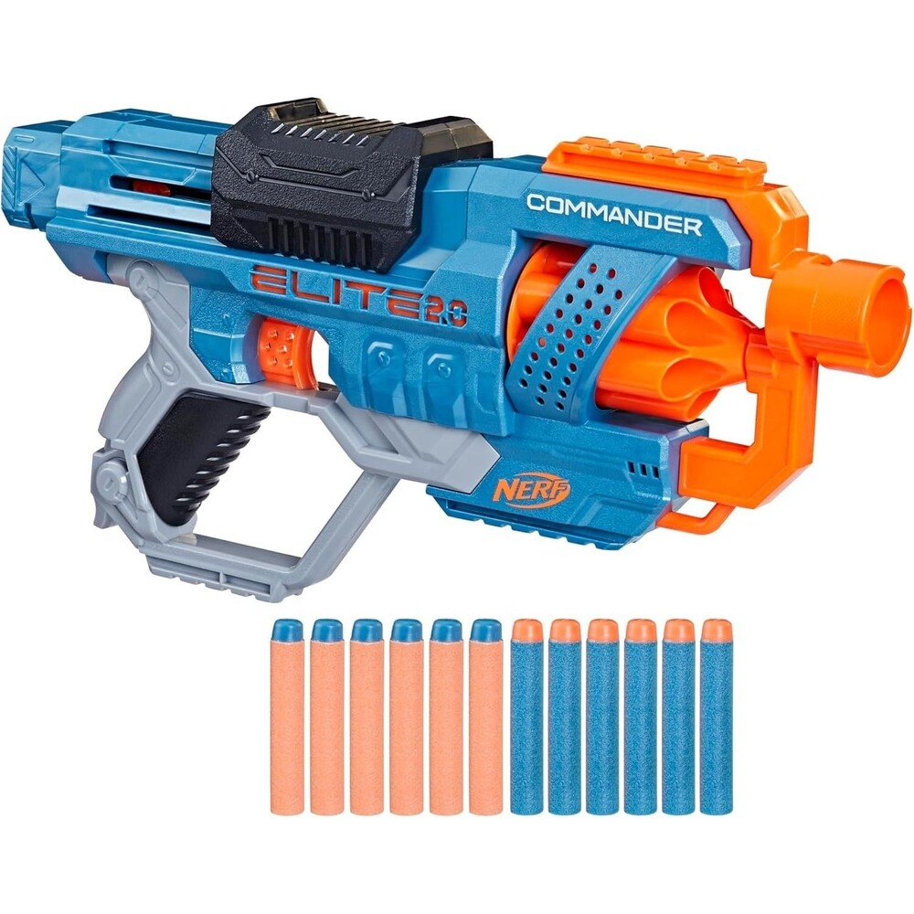 NERF Elite 2.0 Commander RD-6 Dart Blaster, 12 Darts, 6-Dart Rotating Drum